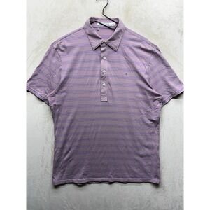 Criquet Polo Shirt Men Large Purple Stripe Pima Cotton Stretch Blend Casual Golf